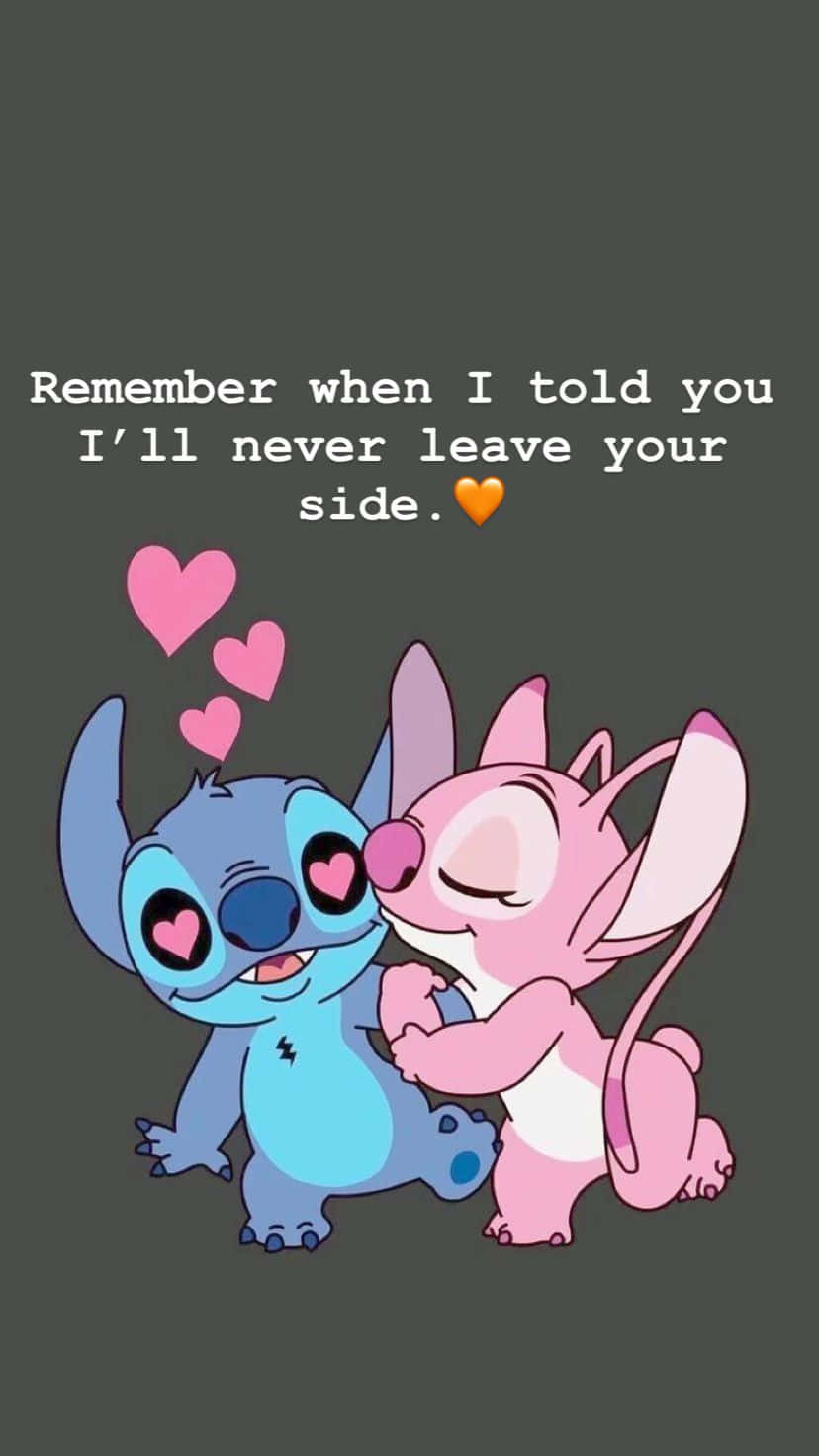 Cute Stitch And Angel Super In Love Wallpaper