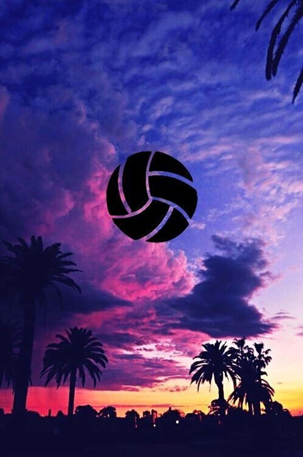 Cute Volleyball Logo On Purple-blue Sky Wallpaper