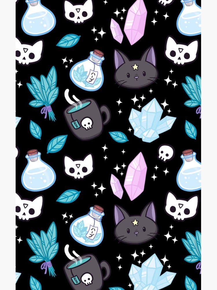 Cute Witchy Cartoon Art Wallpaper