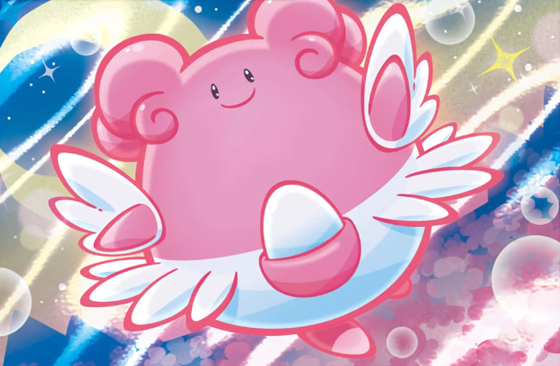 Cutely Drawn Blissey In Sky Wallpaper