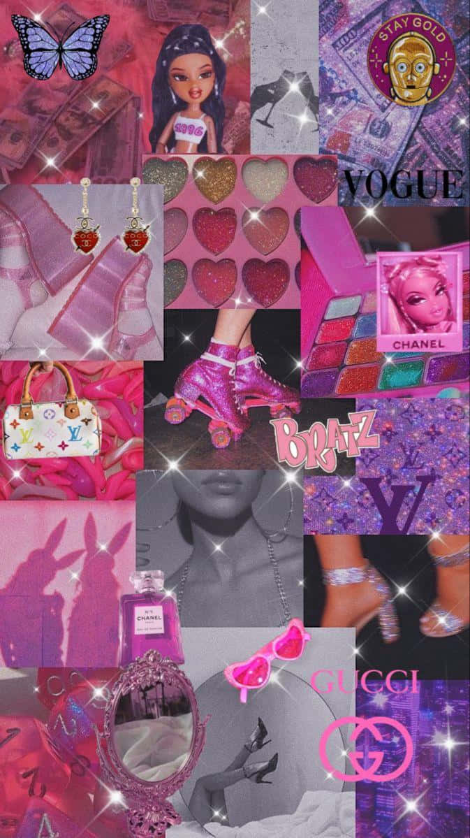 Cyber Purple Y2 K Aesthetic Collage Wallpaper