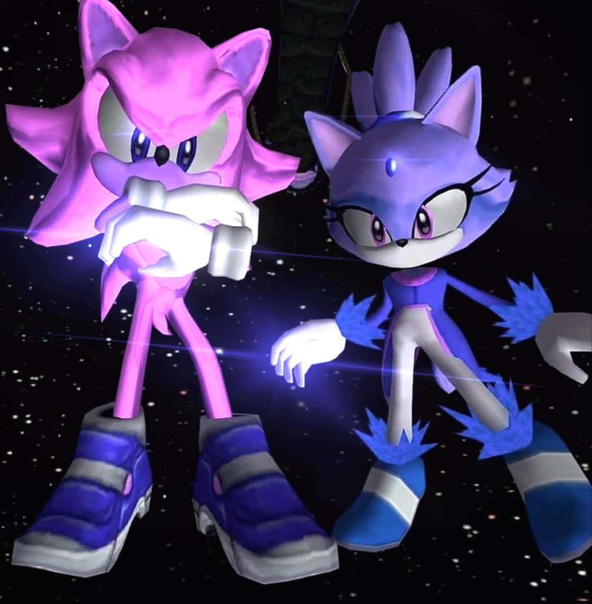 Cyber Sonic Characters Space Backdrop Wallpaper