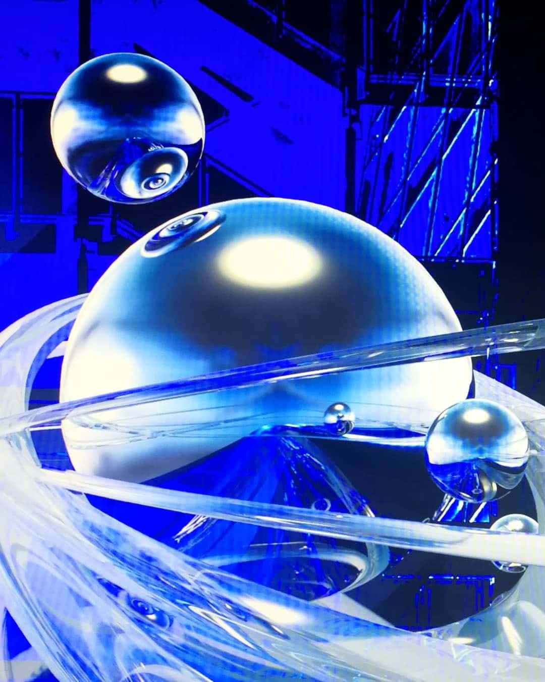 Cyber Y2 K Futuristic Spheres Wallpaper