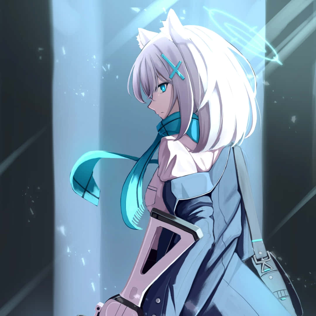 Cybernetic Anime Character Blue Theme Wallpaper