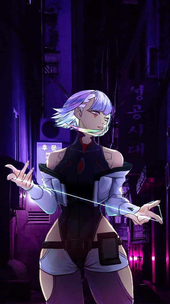 Cyberpunk_ Anime_ Character_ In_ Neon_ Alley.jpg Wallpaper