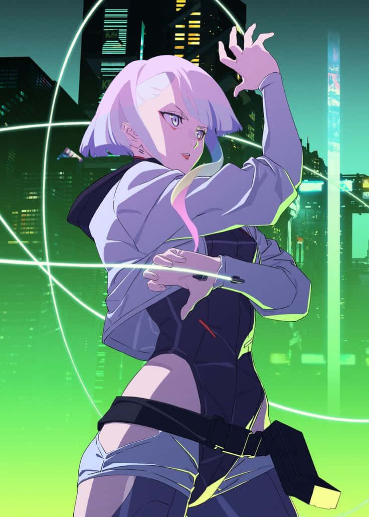 Cyberpunk Anime Character Pose Wallpaper