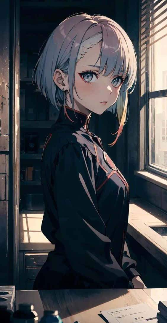 Cyberpunk Anime Girl Glance Wallpaper