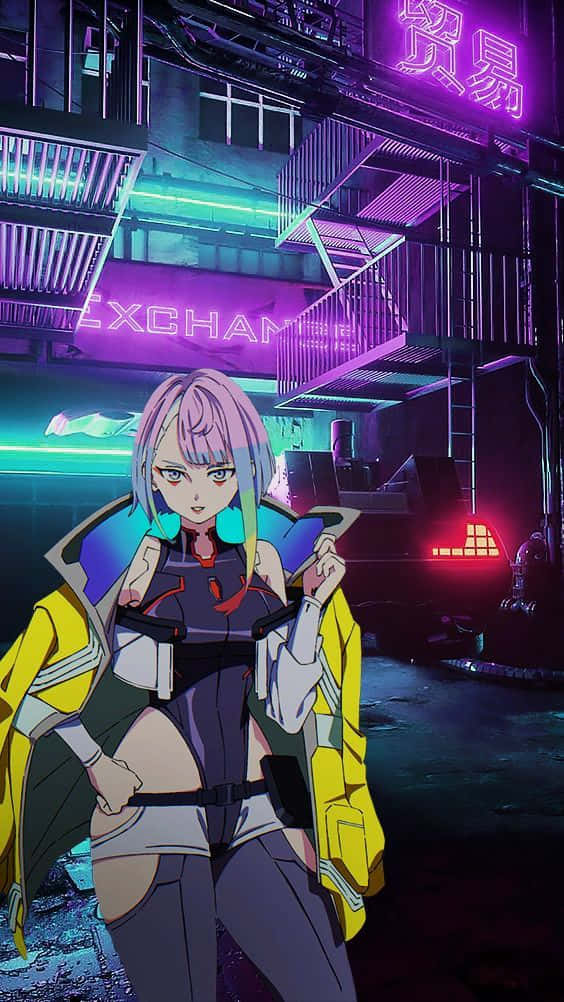 Cyberpunk_ Anime_ Girl_in_ Neon_ Cityscape Wallpaper