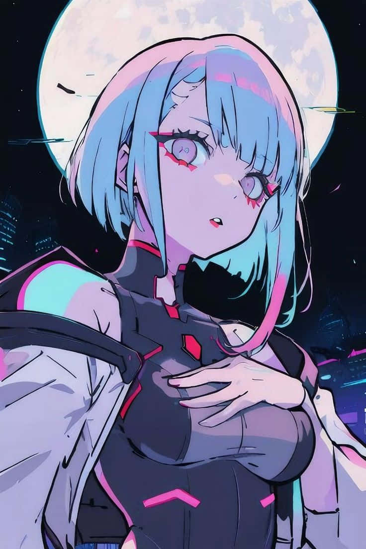 Cyberpunk Anime Girl Moonlight Wallpaper