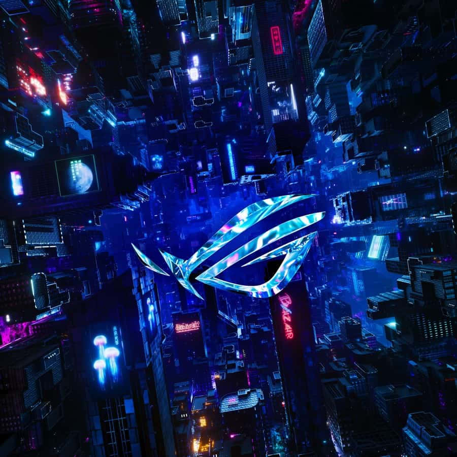 Cyberpunk Cityscapewith Logo Wallpaper