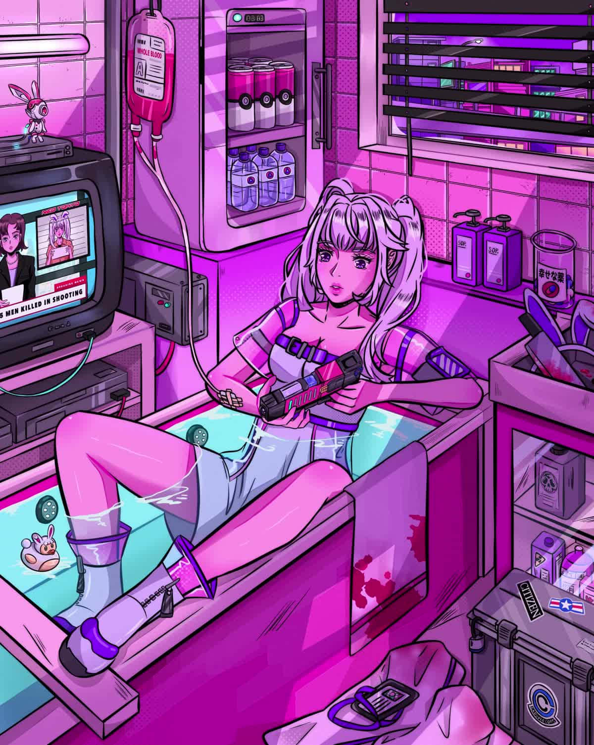 Cyberpunk Gamer Girl Aesthetic Wallpaper