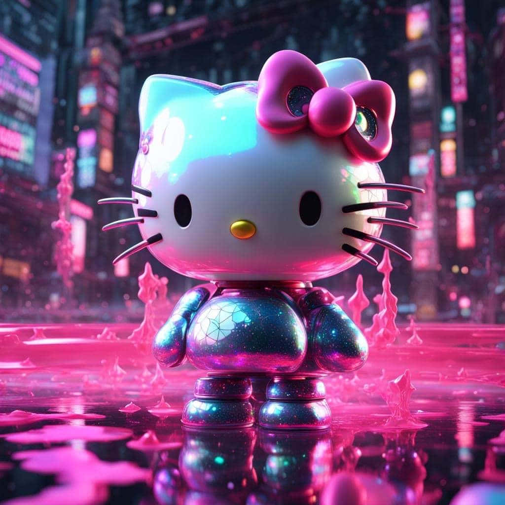 Cyberpunk Hello Kitty Fantasy Wallpaper