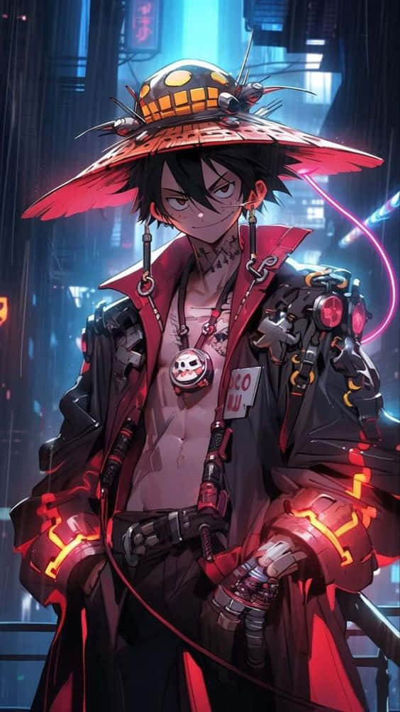 Cyberpunk Luffy Drip Artwork Wallpaper