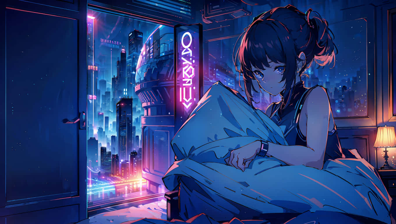 Cyberpunk Nighttime Vigil Wallpaper