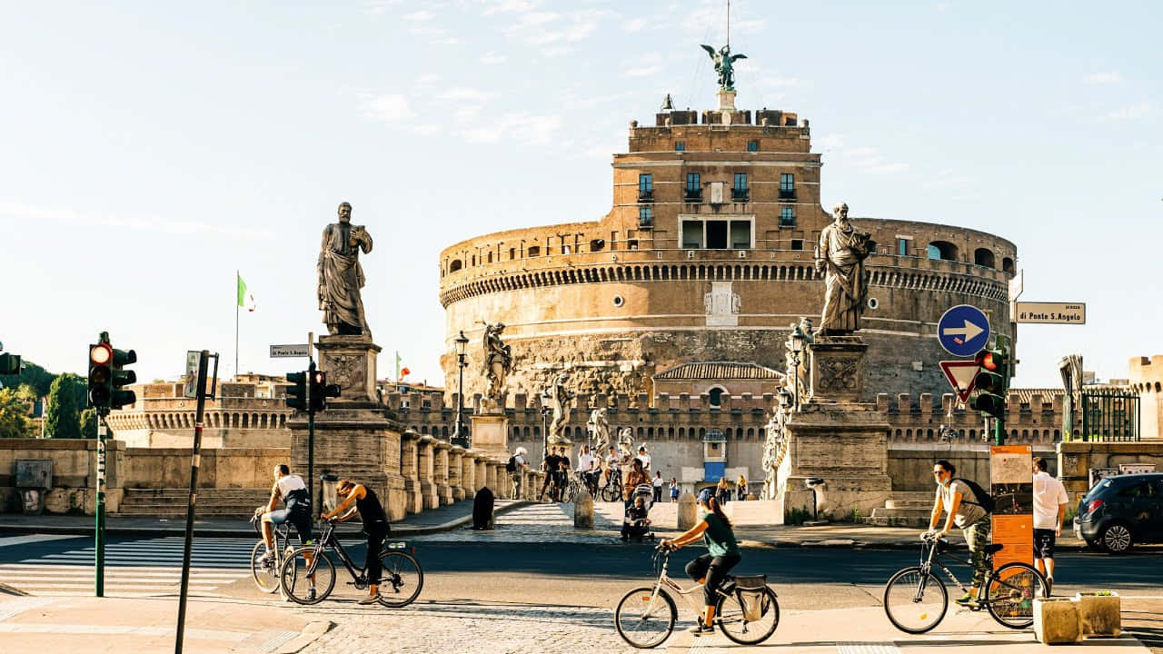 Cycling Near Castel Santangelo Wallpaper