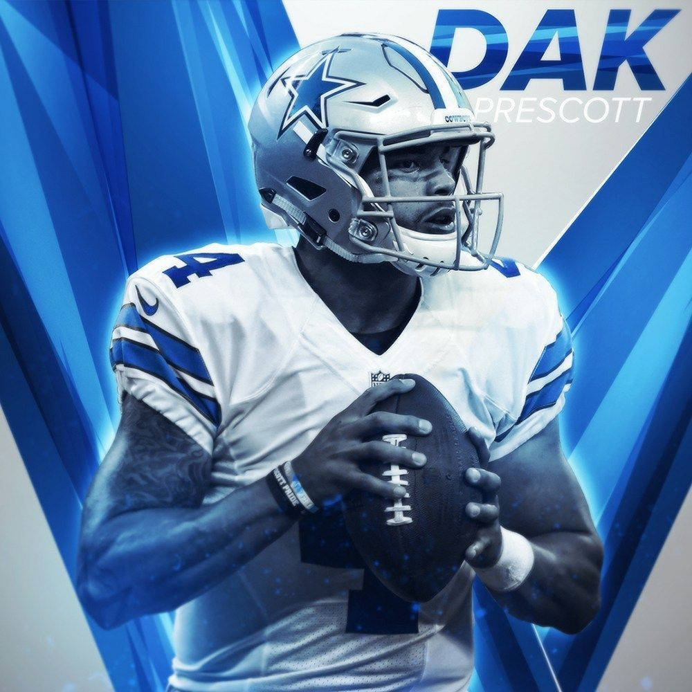 Dak Prescott Blue Abstract Design Wallpaper