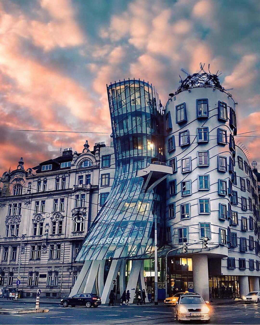 Dancing House At Sunset Hd Wallpaper