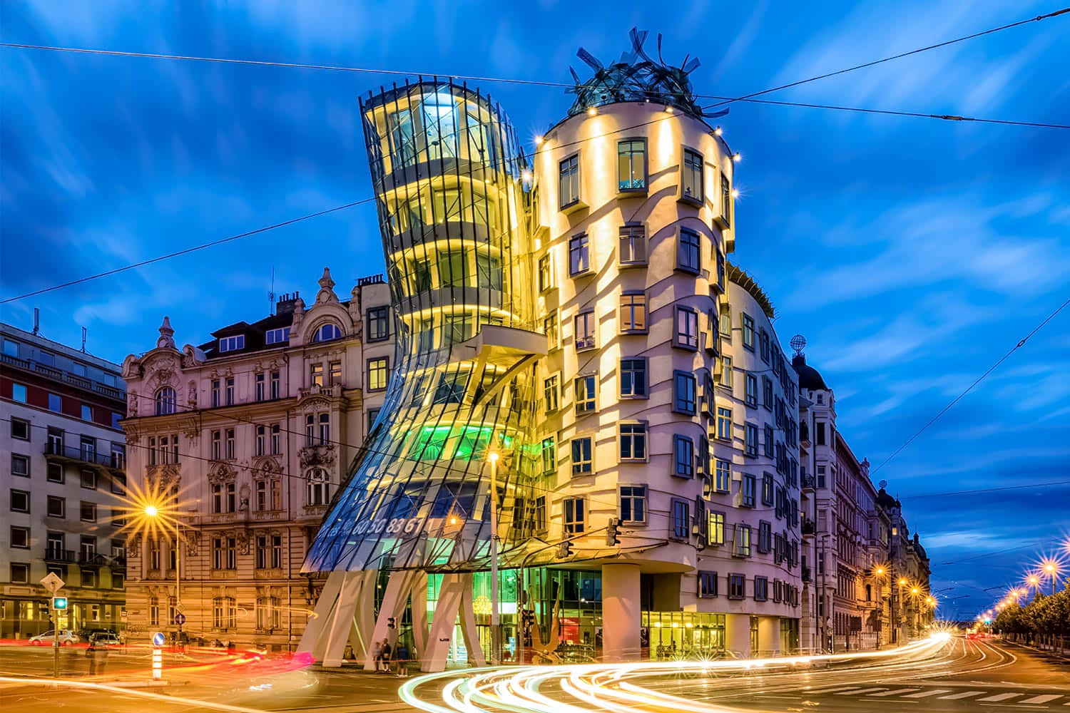 Dancing House Long Exposure At Night Wallpaper