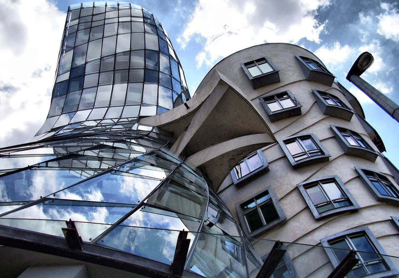 Dancing House Worm's Eye Perspective Wallpaper