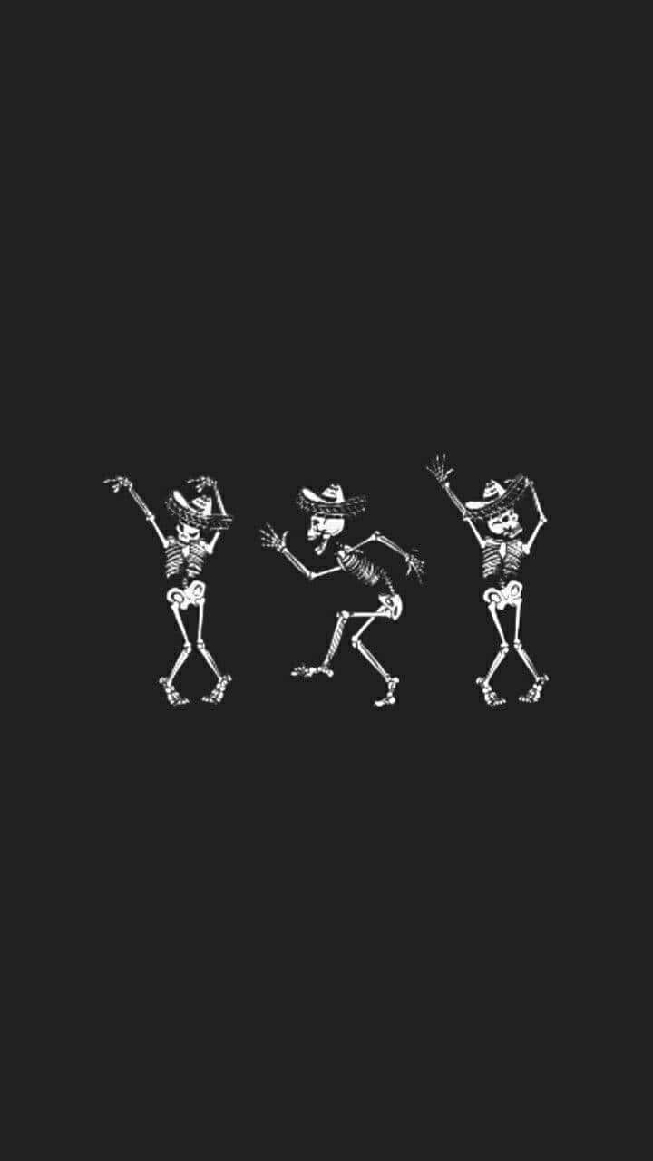 Dancing_ Skeletons_ Black_ Background Wallpaper