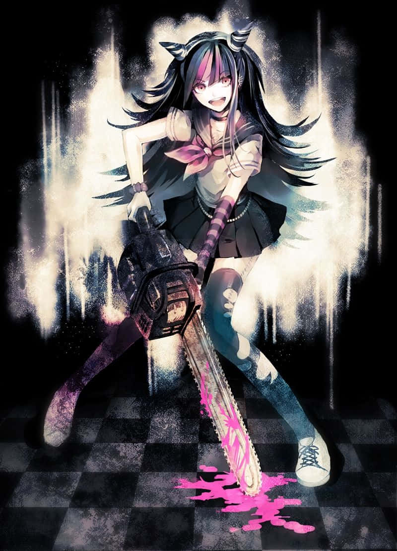 Danganronpa 2 Goodbye Despair Ibuki Mioda Pink Chainsaw Wallpaper