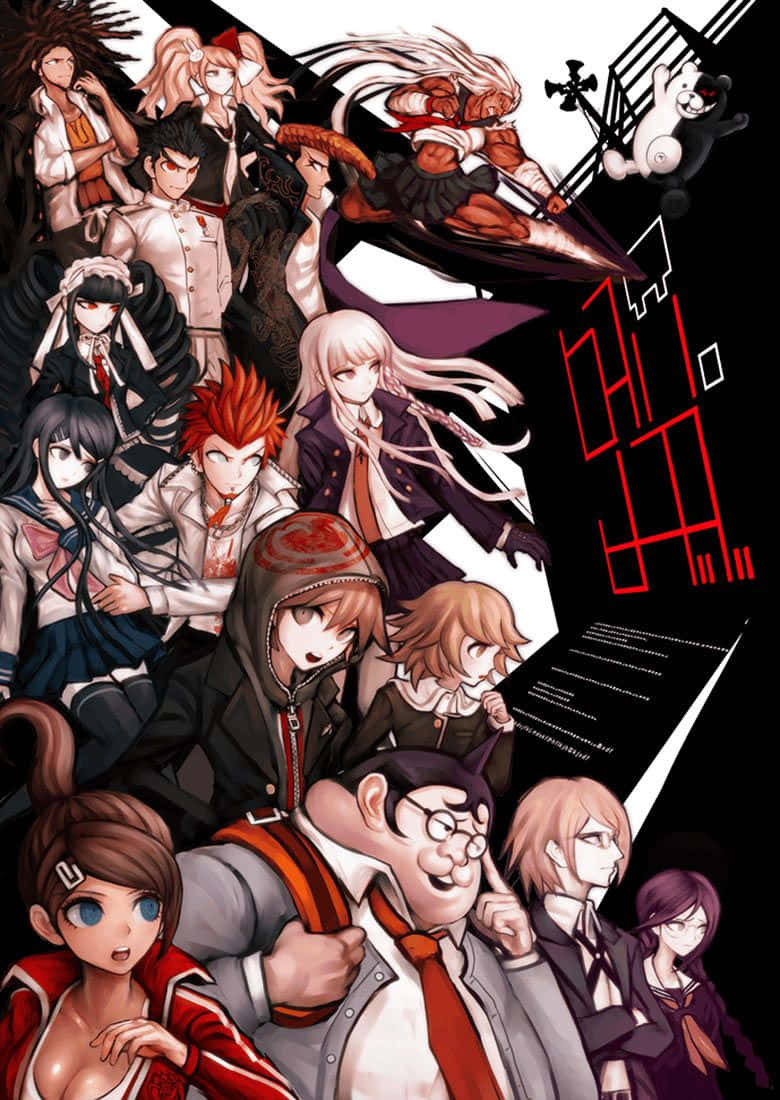 Danganronpa Charactersand Monokuma Wallpaper