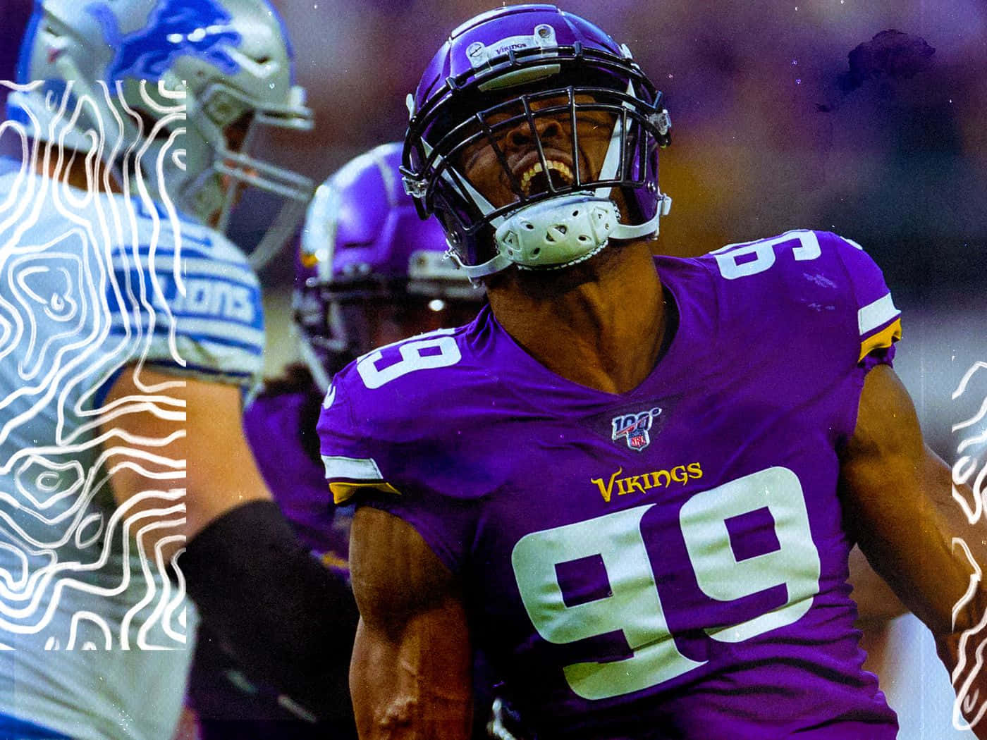 Danielle Hunter Celebrates Sack Against David Blough Wallpaper