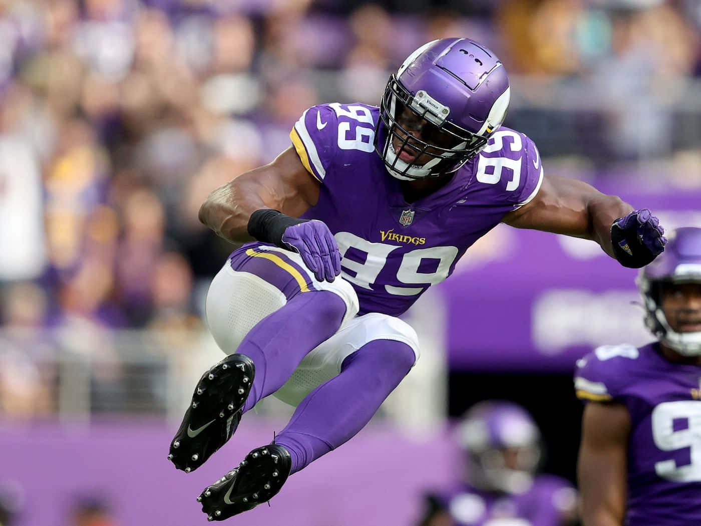 Danielle Hunter Jump Second Half Against Detroit Lions Wallpaper