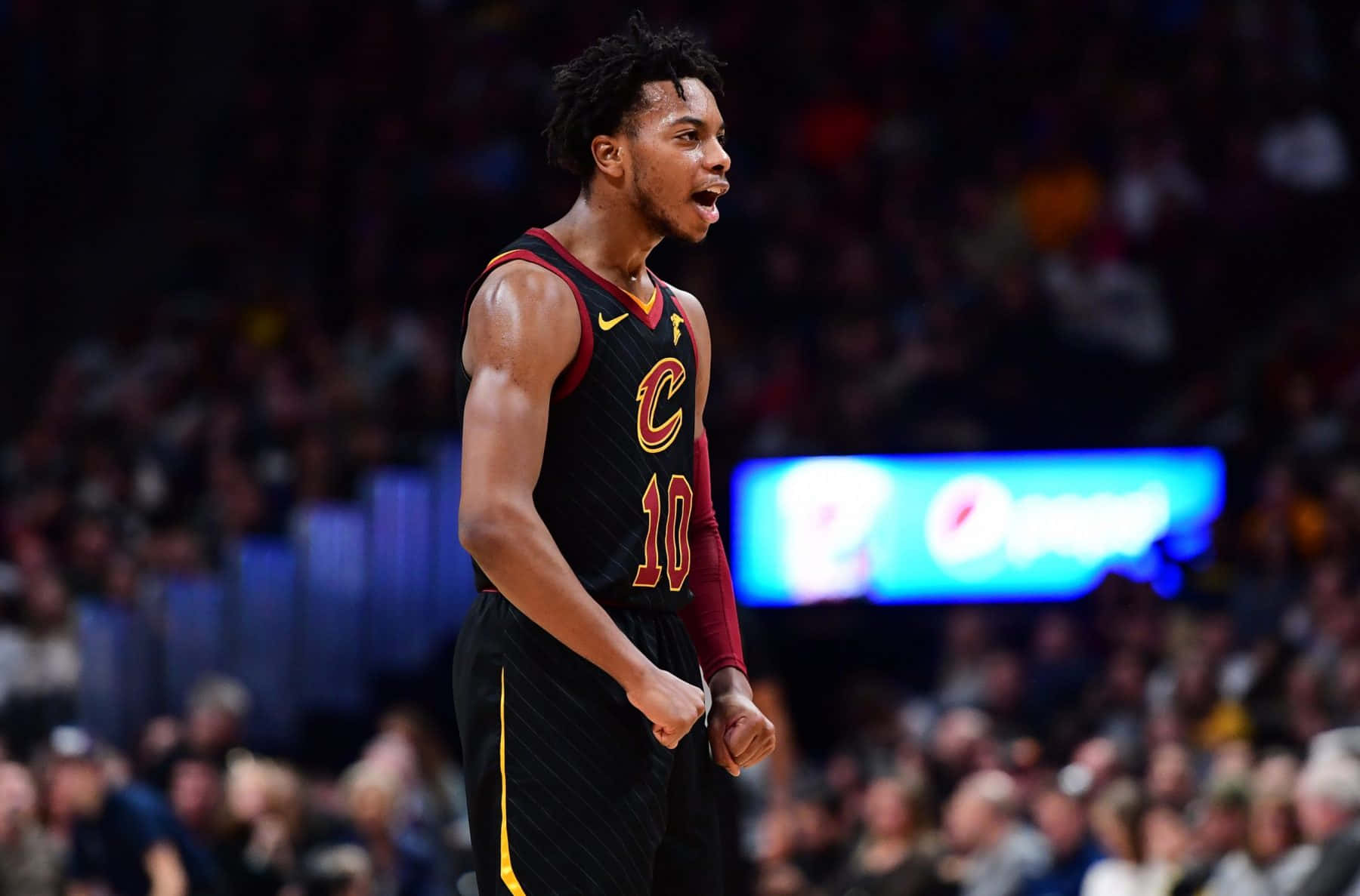 Darius Garland Cleveland Cavaliers Action Shot Wallpaper