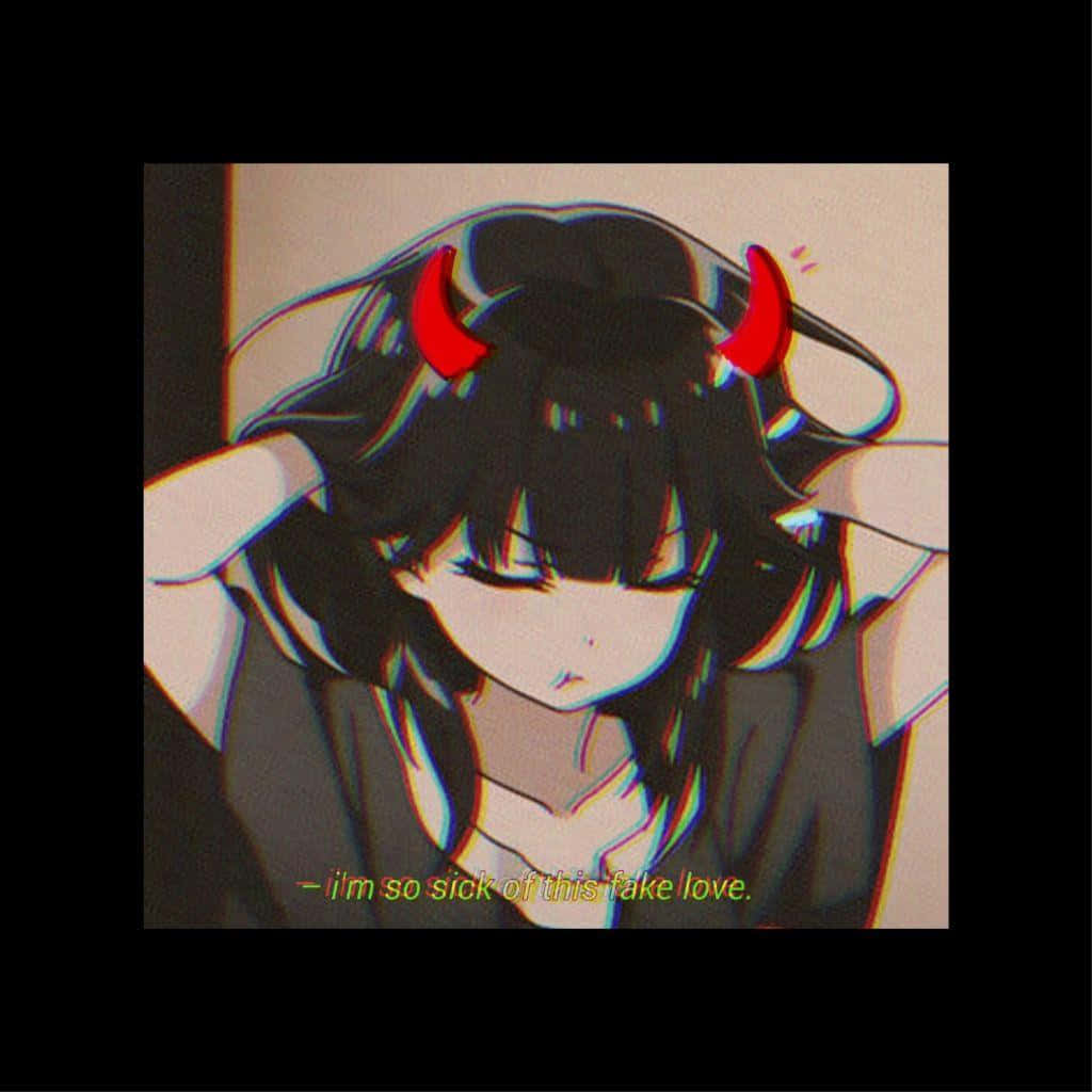 Dark Aesthetic Anime Girl With Devil Horn Wallpaper