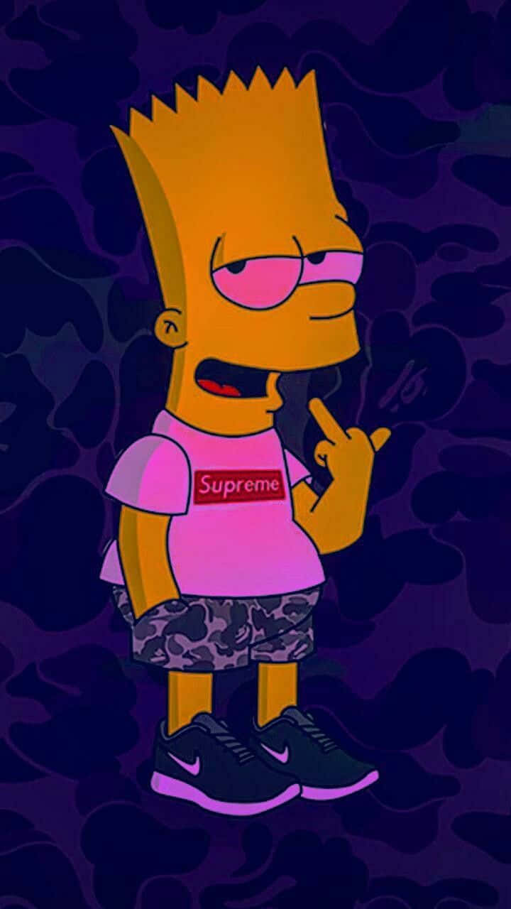 Dark Aesthetic Cartoon Pink Bart Wallpaper