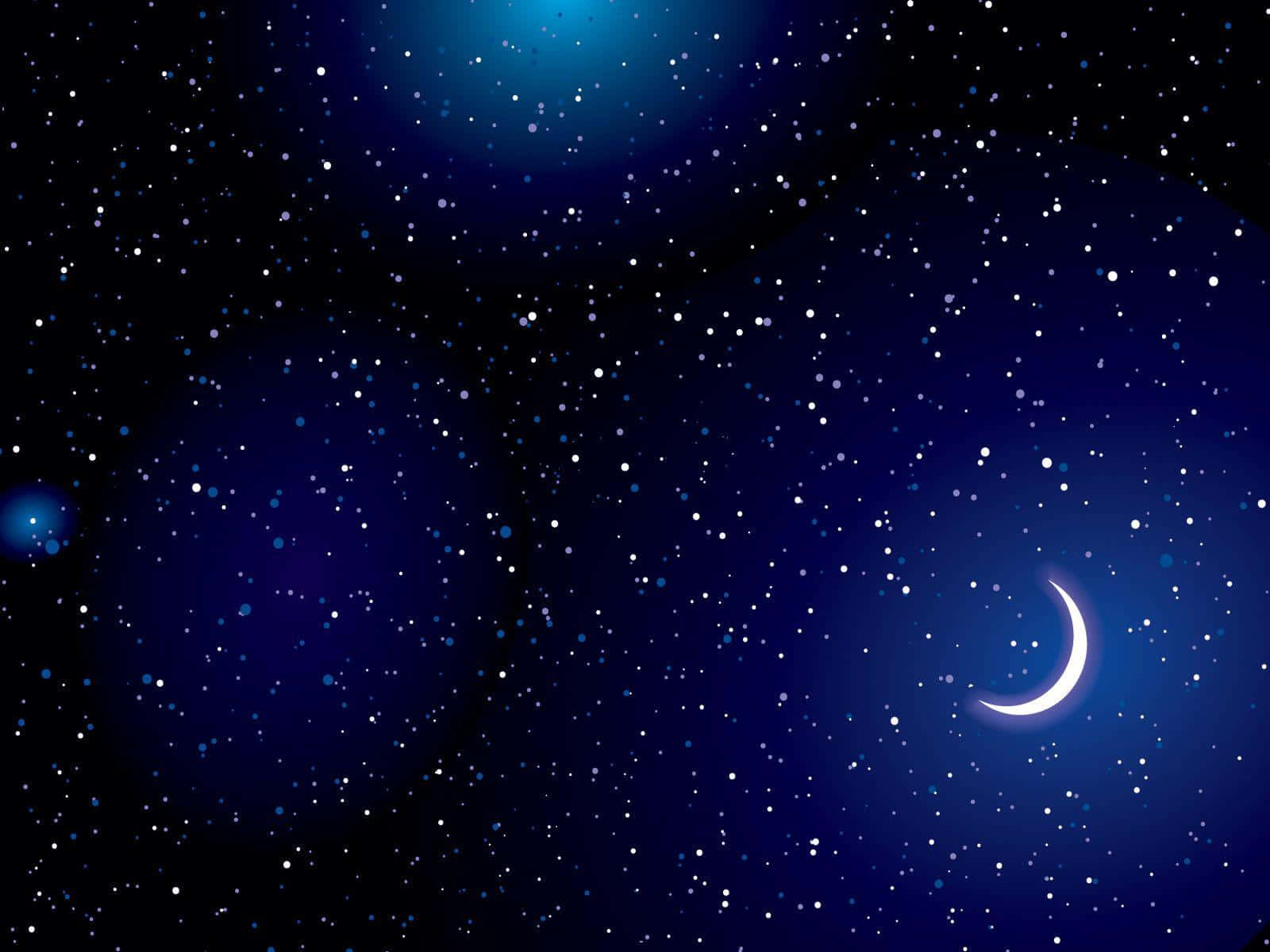 Dark Blue Star Crescent Moon Wallpaper