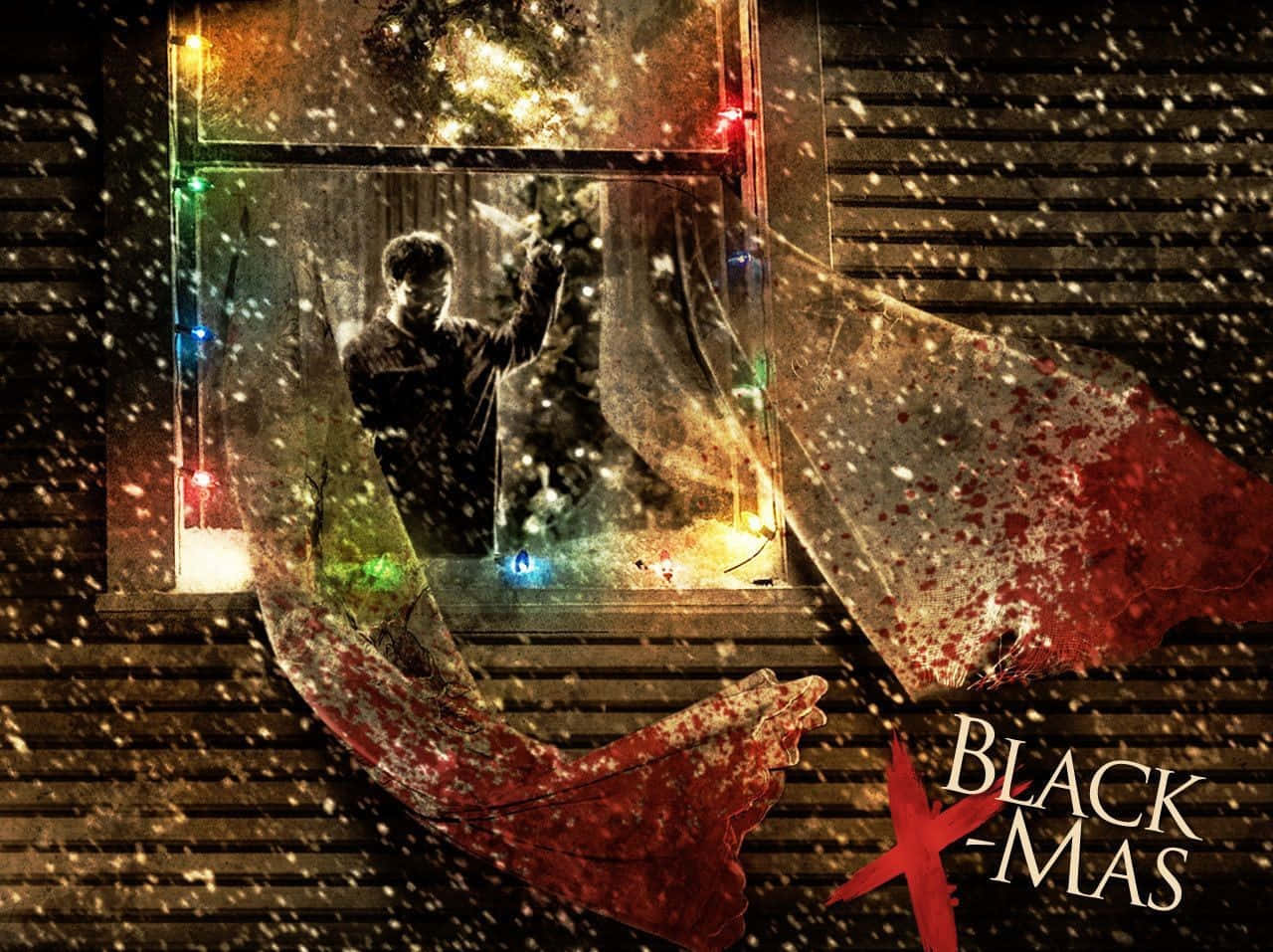 Dark Christmas Night Scene Wallpaper