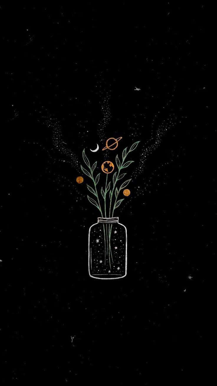 Dark Cute Flower Vase Ipad Wallpaper