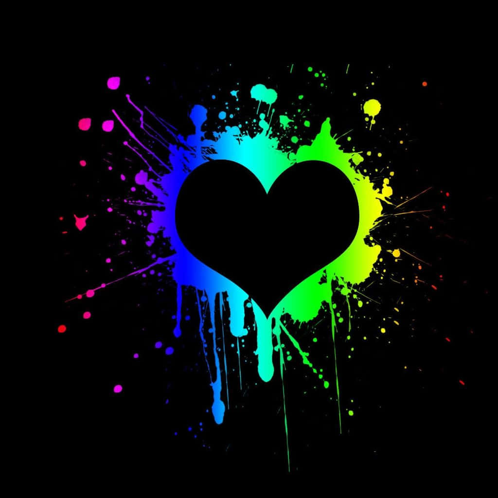 Dark Cute Heart Color Splash Ipad Wallpaper