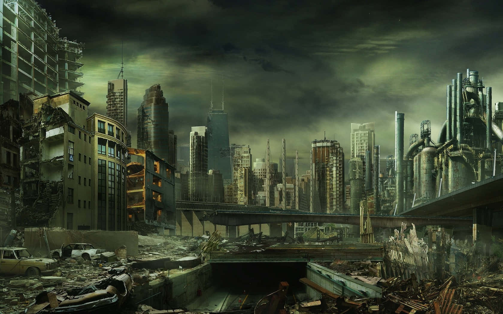 Dark Dystopian Cityscape Wallpaper