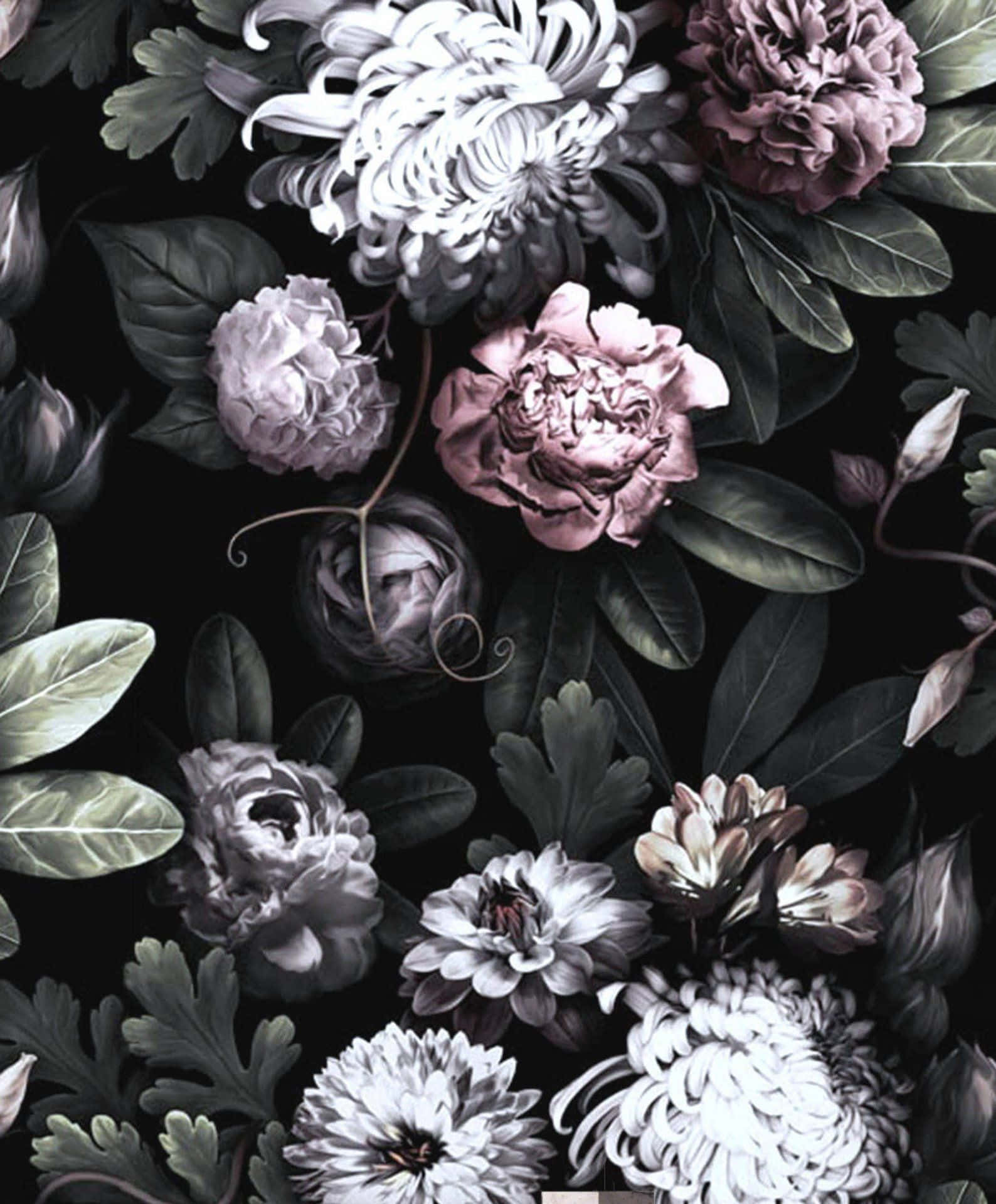 Dark Floral Pattern Background Wallpaper