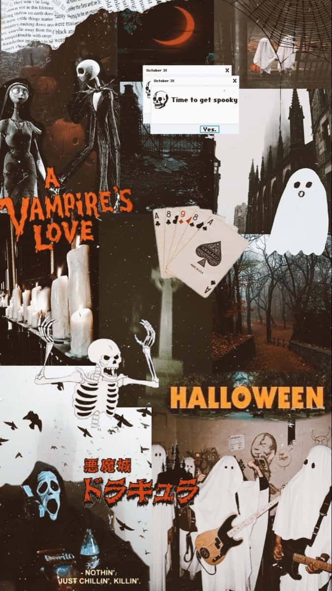 Dark Halloween Collage Aesthetic Wallpaper