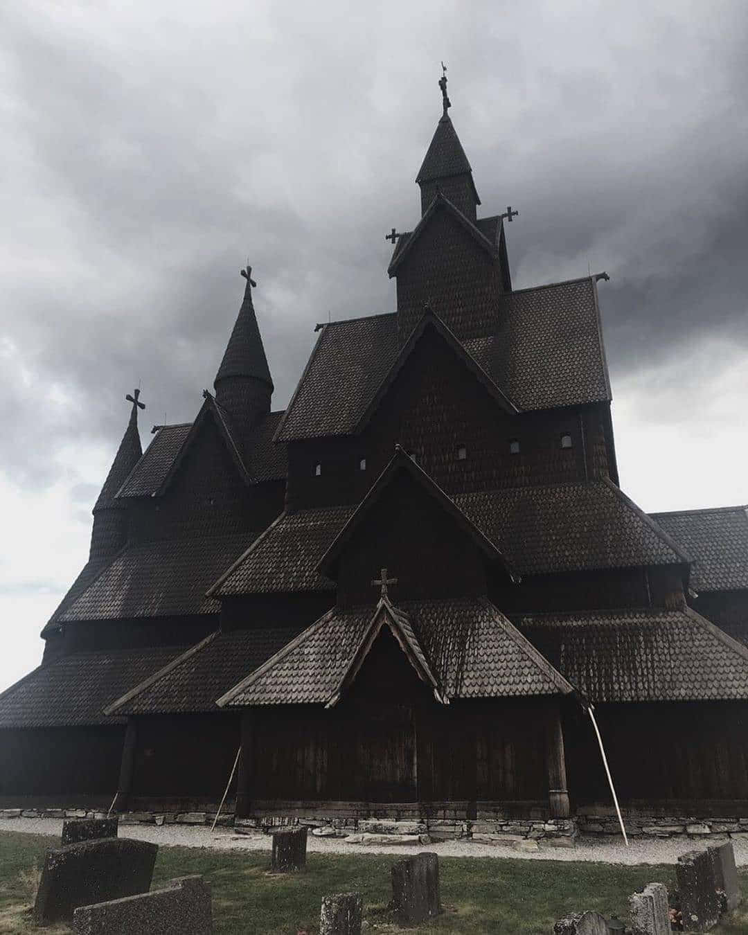 Dark Heddal Stave Church Wallpaper