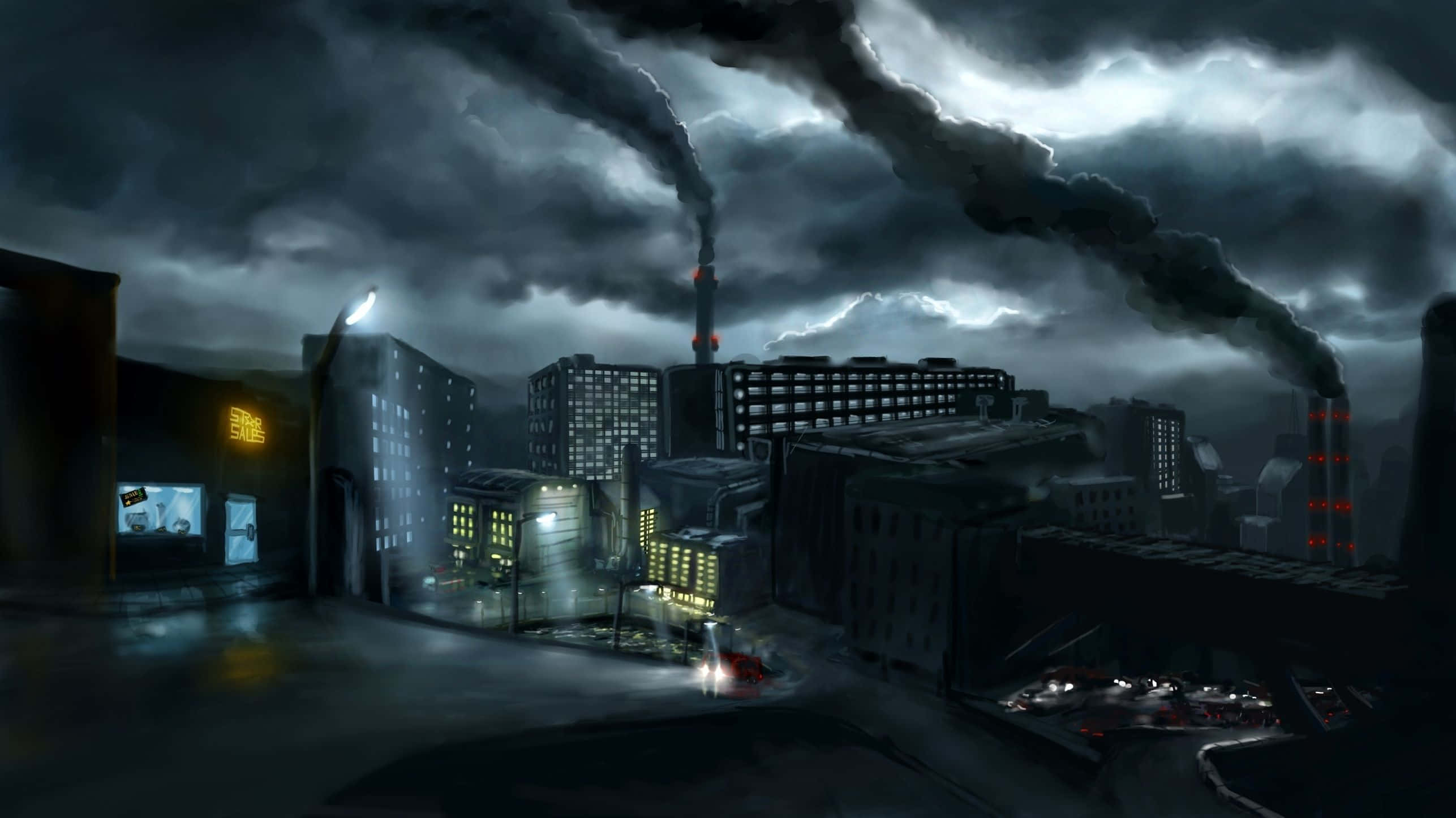 Dark Industrious City Wallpaper