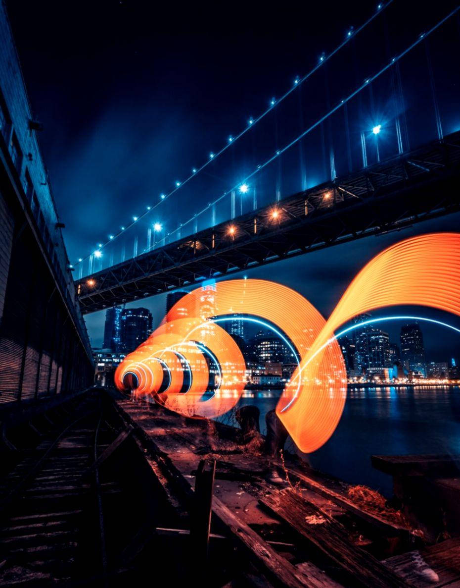 Dark Phone Long Exposed Orange Light Wallpaper