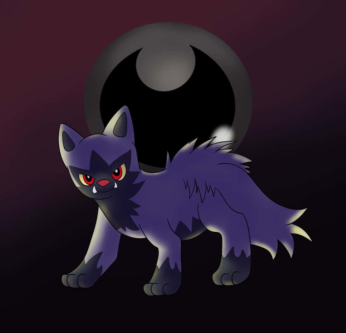 Dark Poochyena Moonlight Illustration Wallpaper