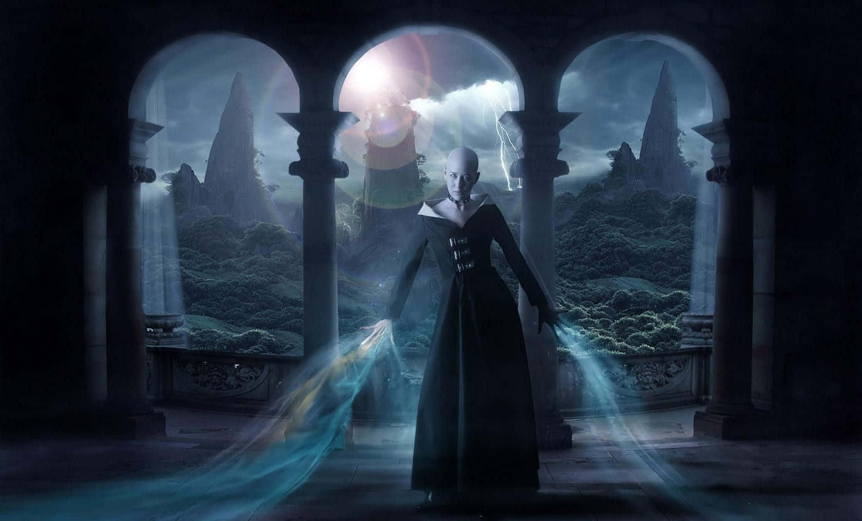 Dark, Powerful Evil Witch Summoning Her Magical Powers Wallpaper