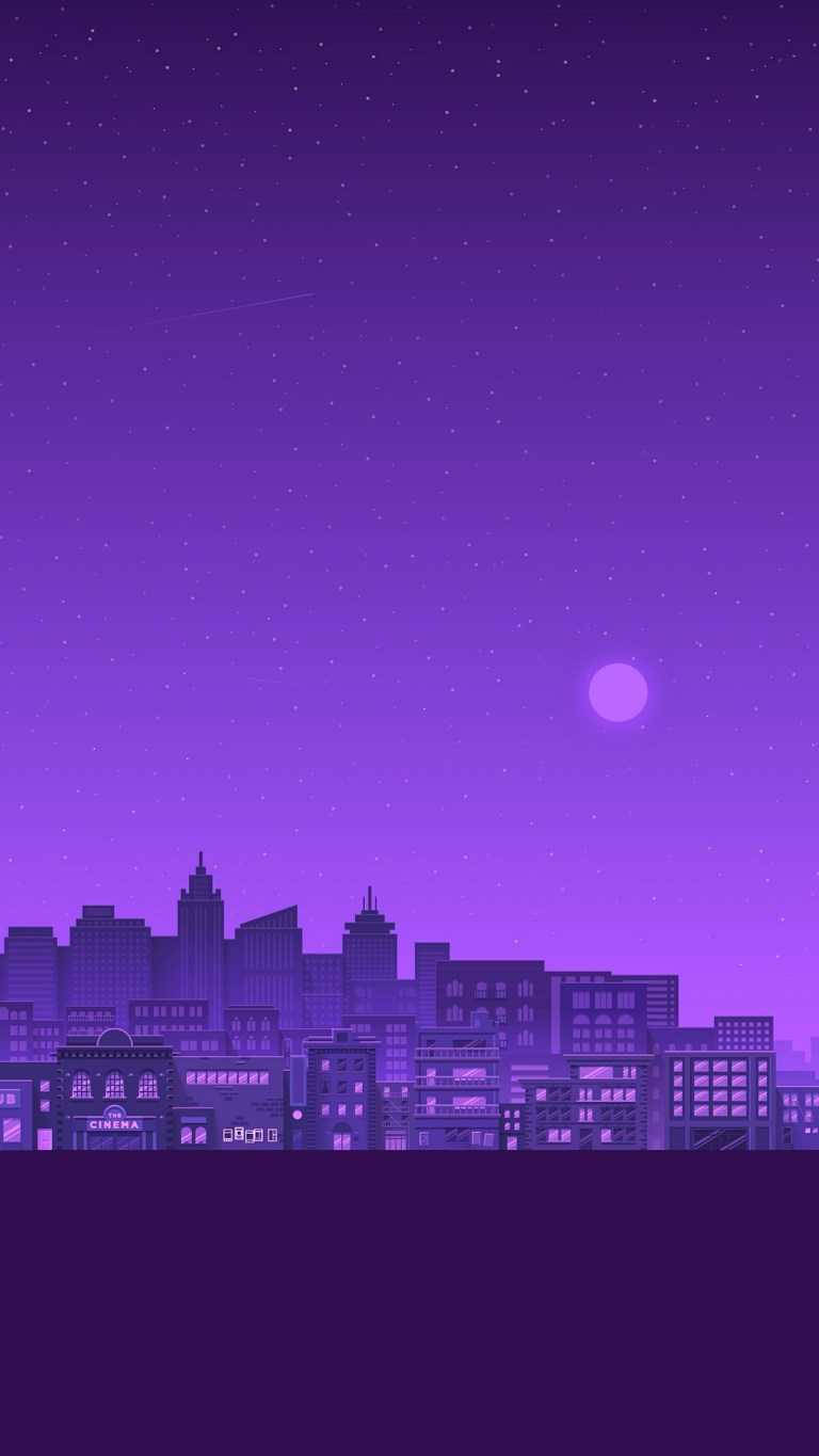 Dark Purple Aesthetic City Art Wallpaper