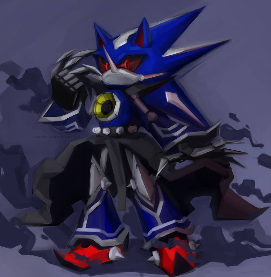 Dark Purple Metal Sonic Art Wallpaper