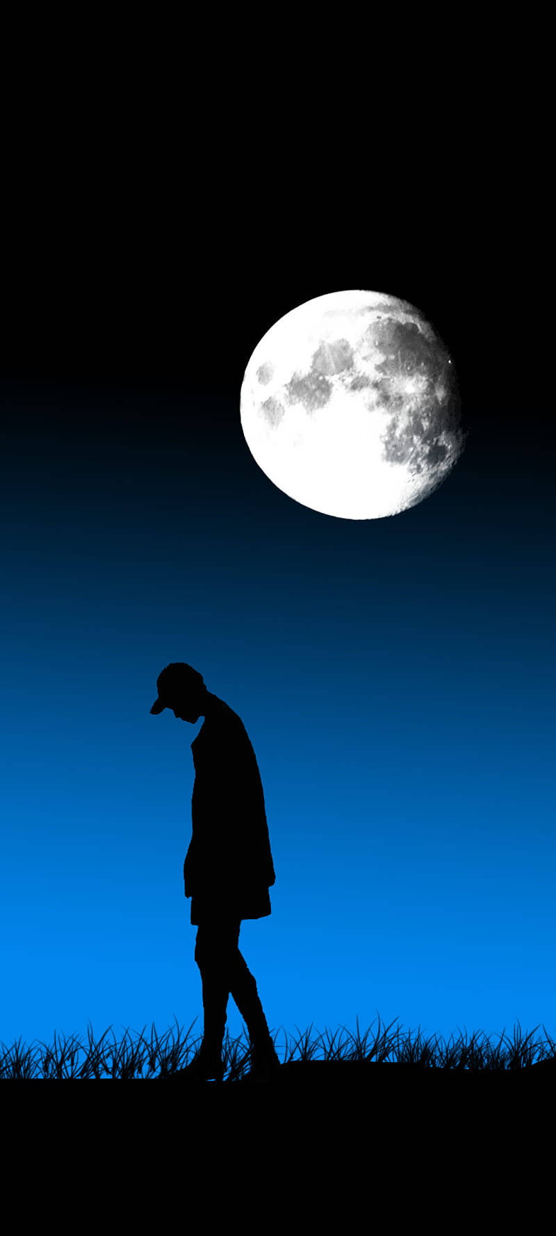 Dark Sad Man And Moon Wallpaper