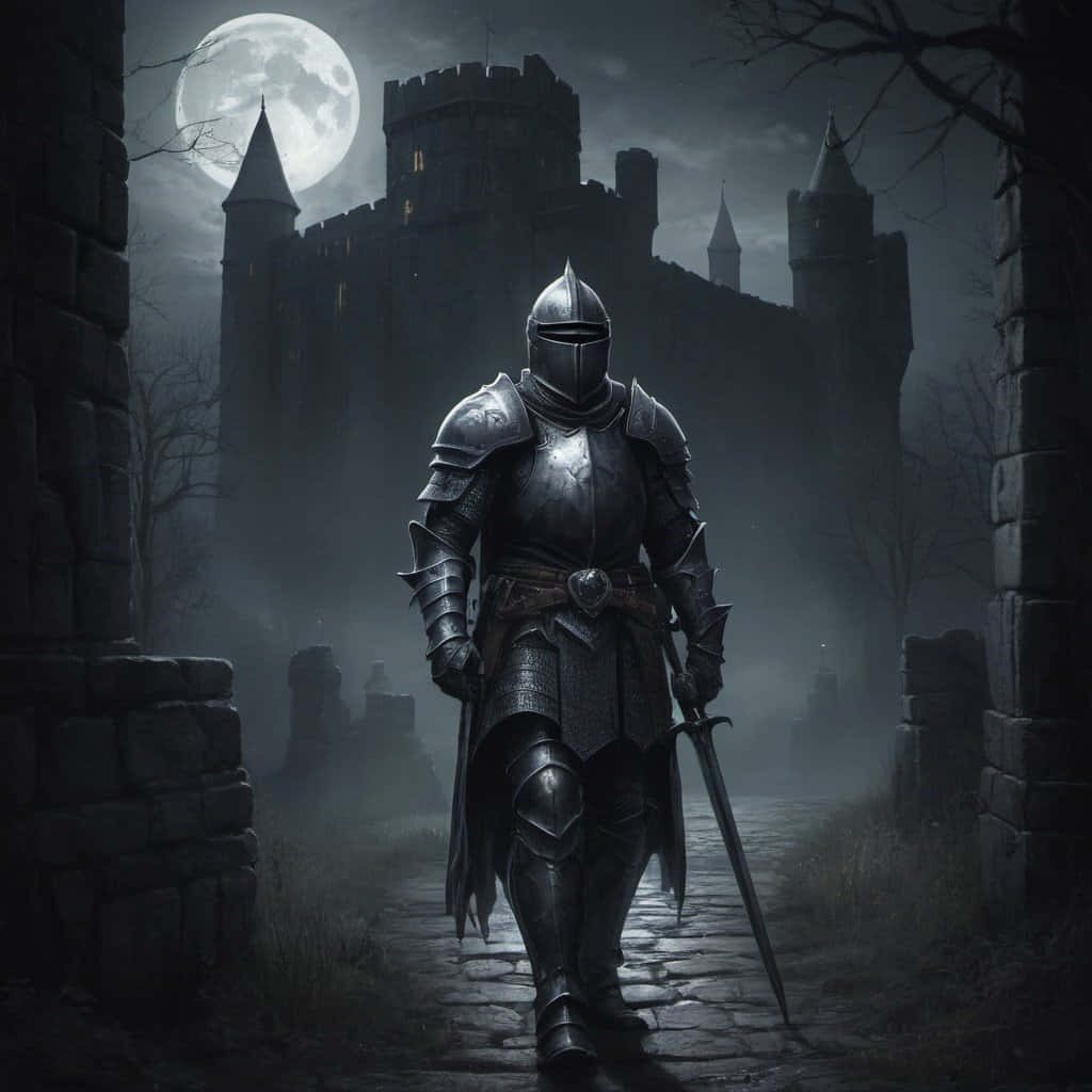 Dark Souls Black Knight Moonlit Castle Wallpaper