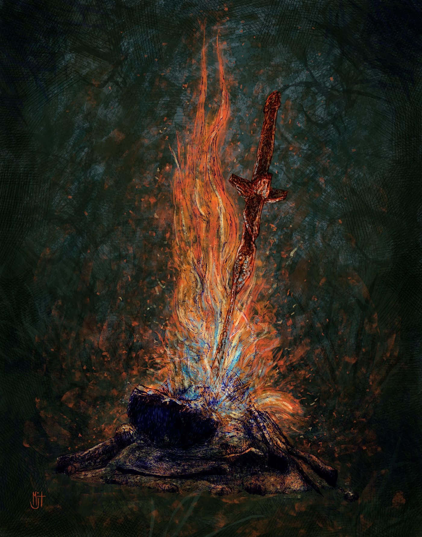 Dark Souls Bonfire, A Beacon Of Hope And Respite In A Grim World Wallpaper