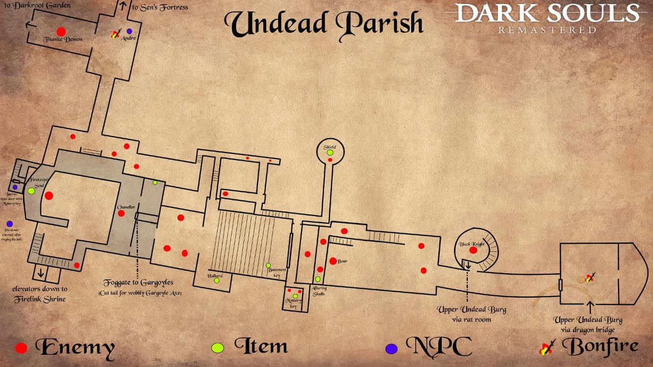 Dark Souls Undead Parish Map Wallpaper