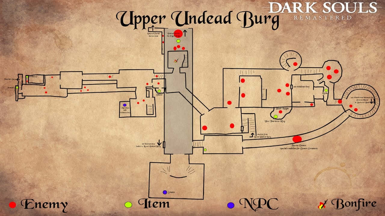 Dark Souls Upper Undead Burg Map Wallpaper